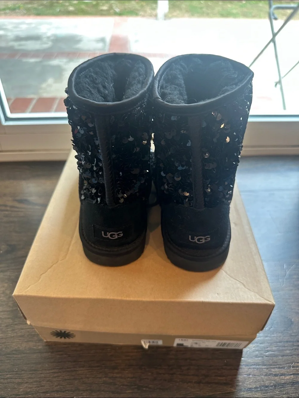 UGG Black Sequin Classic Short Kids Boot